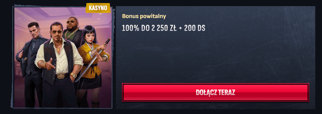 Bonus powitalny w Mafia Casino - grafika promocyjna